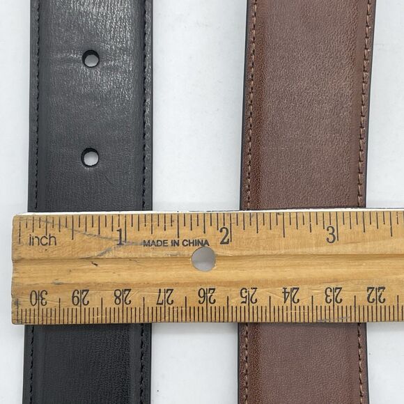 New PERRY ELLIS Reversible Leather Belt Men's 36x90 Black/Brown Professor Preppy - Picture 11 of 16